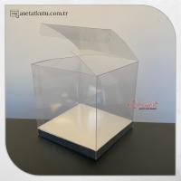 10x10x10 Gümüş Metalize İç Yükselticili Otomatik Asetat Kutu