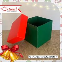 10x10x10 Tabanı Yeşil, Kapağı Kırmızı Karton Kutu