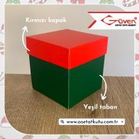 10x10x10 Tabanı Yeşil, Kapağı Kırmızı Karton Kutu