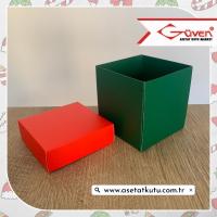 10x10x10 Tabanı Yeşil, Kapağı Kırmızı Karton Kutu
