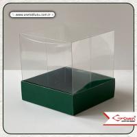 10x10x10 Altı Yeşil Karton Üstü Asetat Kutu