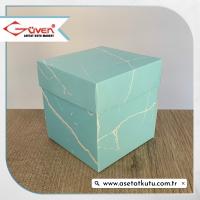 10x10x10 Mavi Mermer Desenli Komple Karton Kutu