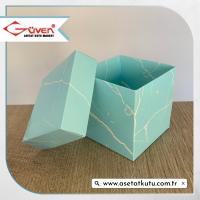 10x10x10 Mavi Mermer Desenli Komple Karton Kutu