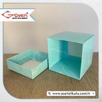 10x10x10 Mavi Mermer Desenli Komple Karton Kutu