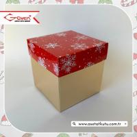 10x10x10 Tabanı Gold, Kapağı Kar Taneli Karton Kutu