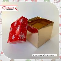 10x10x10 Tabanı Gold, Kapağı Kar Taneli Karton Kutu