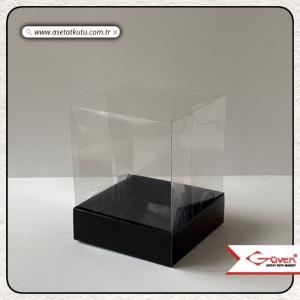 10x10x12 Altı Siyah Karton Üstü Asetat Kutu