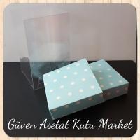 10x10x16 Çift Taraflı Mavi Puantiyeli Karton Kutu