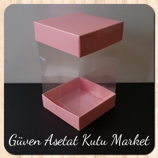 10x10x16 Çift Taraflı Pembe Karton Kutu