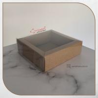 [Duvarlı Kutu] 10x10x3 Altı Koyu Kraft Karton Üstü Asetat Kutu
