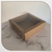 [Duvarlı Kutu] 10x10x3 Altı Koyu Kraft Karton Üstü Asetat Kutu