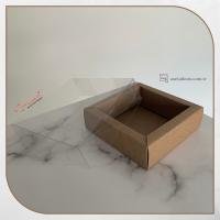 [Duvarlı Kutu] 10x10x3 Altı Koyu Kraft Karton Üstü Asetat Kutu