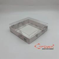 10x10x3 İçi Asetat, Altı Beyaz Mermer Desenli Karton Kutu