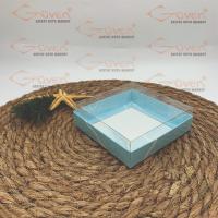 10x10x3 İçi Asetat, Altı Mavi Mermer Desenli Karton Kutu