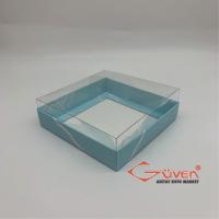 10x10x3 İçi Asetat, Altı Mavi Mermer Desenli Karton Kutu