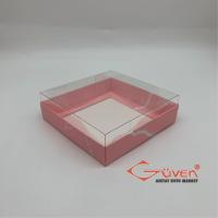 10x10x3 İçi Asetat, Altı Pembe Mermer Desenli Karton Kutu
