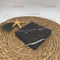 10x10x3 İçi Asetat, Altı Siyah Mermer Desenli Karton Kutu