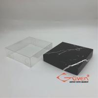 10x10x3 İçi Asetat, Altı Siyah Mermer Desenli Karton Kutu
