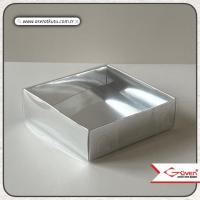 10x10x3 Altı Gümüş Metalize Karton Üstü Asetat Kutu