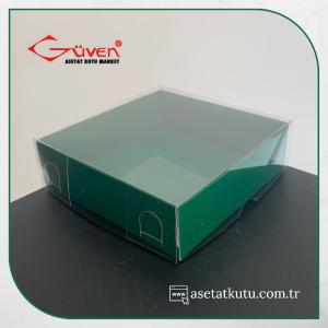 10x10x3 Altı Yeşil Karton Üstü Asetat Kutu