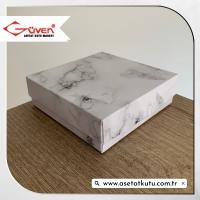 10x10x3 Beyaz Mermer Desenli Komple Karton Kutu