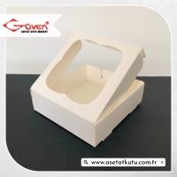 10x10x3 Beyaz Selefon Pencereli Karton Kutu