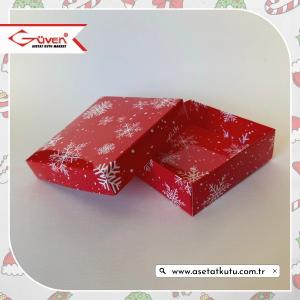 10x10x3 Kar Tanesi Desenli Komple Karton Kutu