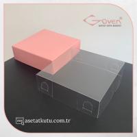 10x10x3 Altı Pembe Karton Üstü Asetat Kutu