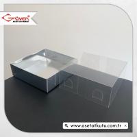10x10x4 Altı Gümüş Metalize Karton Üstü Asetat Kutu