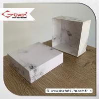 10x10x5 Beyaz Mermer Desenli Komple Karton Kutu