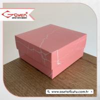 10x10x5 Pembe Mermer Desenli Komple Karton Kutu