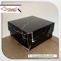 10x10x5 Siyah Mermer Desenli Komple Karton Kutu