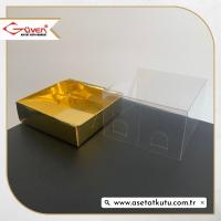 10x10x6 Altı Gold Metalize Karton Üstü Asetat Kutu
