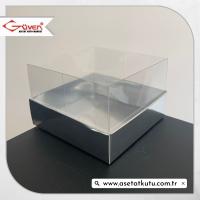 10x10x6 Altı Gümüş Metalize Karton Üstü Asetat Kutu