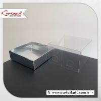 10x10x6 Altı Gümüş Metalize Karton Üstü Asetat Kutu