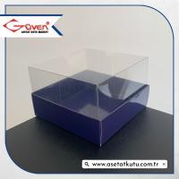 10x10x6 Altı Lacivert Karton Üstü Asetat Kutu