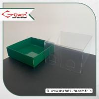 10x10x6 Altı Yeşil Karton Üstü Asetat Kutu