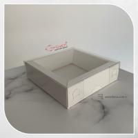 [Duvarlı Kutu] 11x11x3 Altı Beyaz Karton Üstü Asetat Kutu