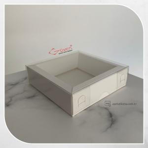 [Duvarlı Kutu] 11x11x3 Altı Beyaz Karton Üstü Asetat Kutu