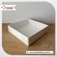 11x11x3 Altı Beyaz Karton Üstü Asetat Kutu
