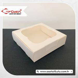 11x11x3 Beyaz Selefon Pencereli Karton Kutu