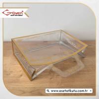 11x16x5 Gold Yaldızlı Asetat Çanta [Kilitli Model]