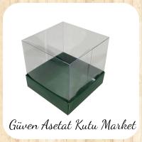 12x12x12 Altı Yeşil Karton Üstü Asetat Kutu