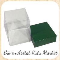 12x12x12 Altı Yeşil Karton Üstü Asetat Kutu