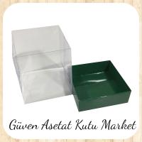 12x12x12 Altı Yeşil Karton Üstü Asetat Kutu