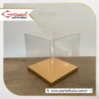12x12x12 Gold Metalize İç Yükselticili Otomatik Asetat Kutu