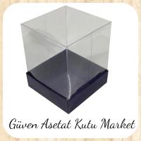 12x12x15 Altı Lacivert  Karton Üstü Asetat Kutu