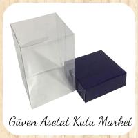 12x12x15 Altı Lacivert  Karton Üstü Asetat Kutu