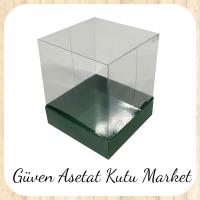 12x12x15 Altı Yeşil Karton Üstü Asetat Kutu