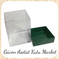 12x12x15 Altı Yeşil Karton Üstü Asetat Kutu